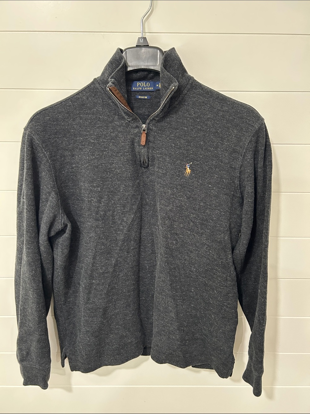 Ralph Lauren Charcoal Heather Quarter Zip-Neck Sweater